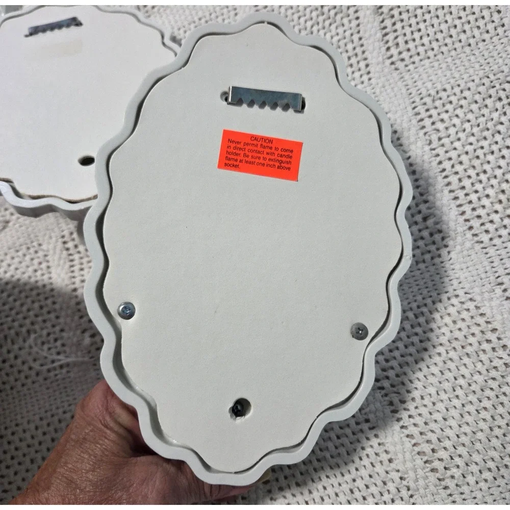 Vintage Home Interiors Pink Bow White Hobnail Mirror Sconce Wall Pocket Set 4pc